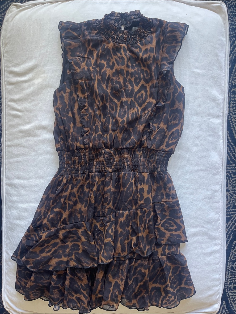 Aqua Girls Size 10/12 Leopard Print Ruffle Dress - Black & Brown